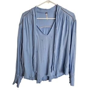Free People Wishful Moments tie neck peasant blouse